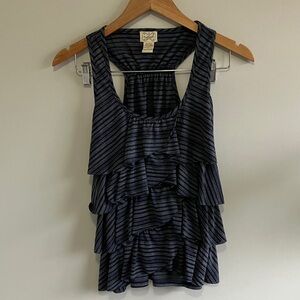 Y2K 2000’s Ruffled Striped Sleeveless babydoll Tank Top size small